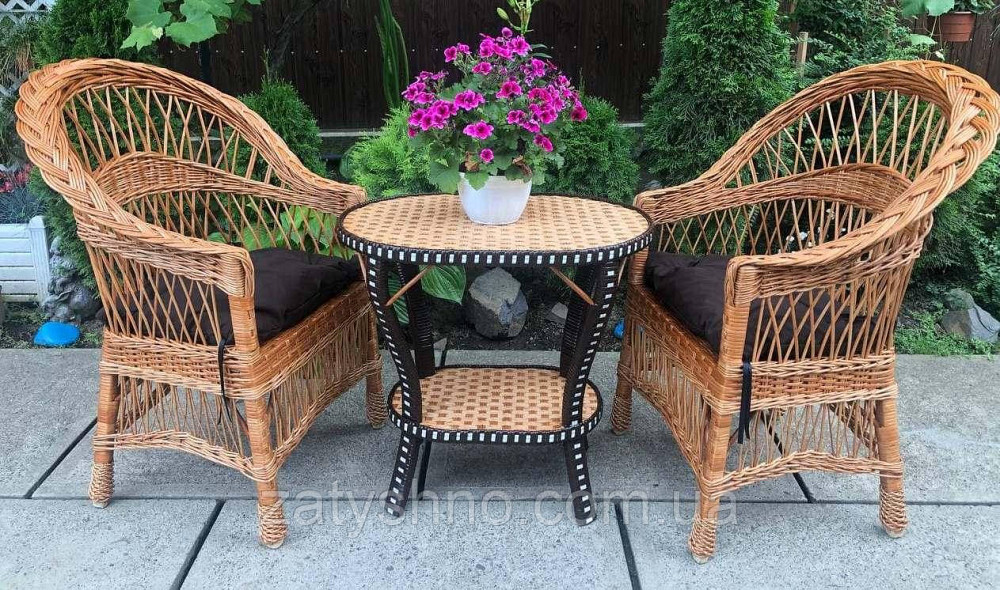 Комплект плетених меблів з овальним столом із лози Київ - фото 1
