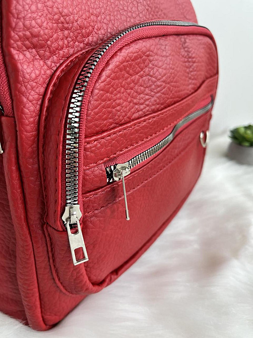 Рюкзак городской молодежный женский красный Киев - изображение 4