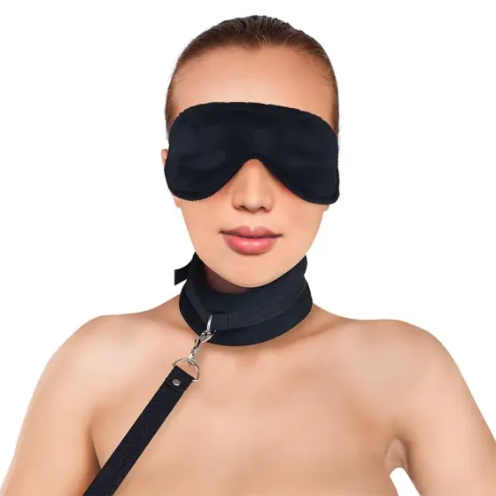 Набір нашийник з повідцем та маска Art of Sex - Soft Touch Light, Чорний Львів