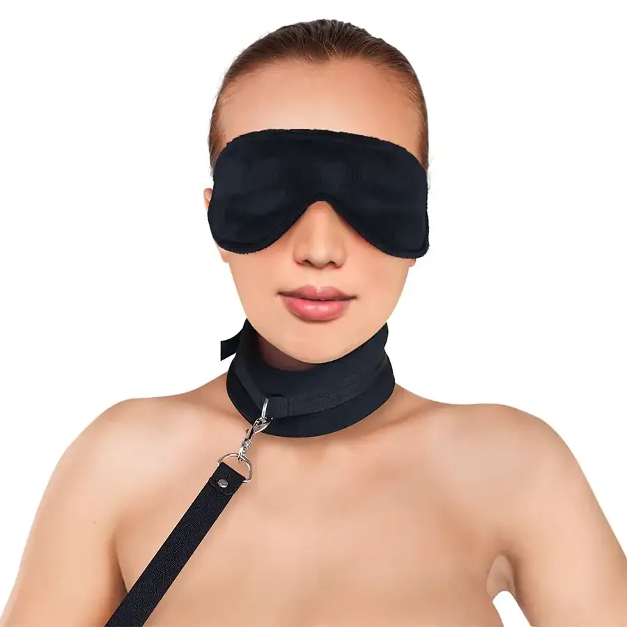 Набір нашийник з повідцем та маска Art of Sex - Soft Touch Light, Чорний Львів - фото 1