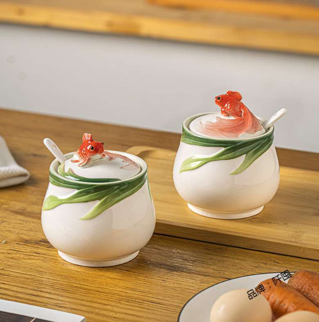 Емкость для сыпучих продуктов Lefard 180 мл Золотая рыбка Костяной фарфор Кременчуг - изображение 6