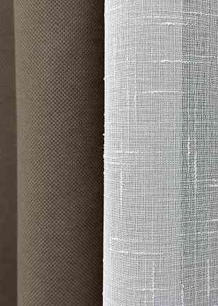 Комплект штор VR-Textil рогожка преміум TERRA LUXE 100х270 2шт і Тюль 300х270 1860ш-115т какао з білим 71-078/1 Київ