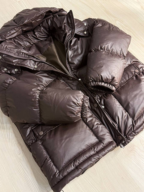 Куртка жіноча A-N 30046 глянцева пуффер подовжена з капюшоном S-M, коричневий, SM Київ - фото 11