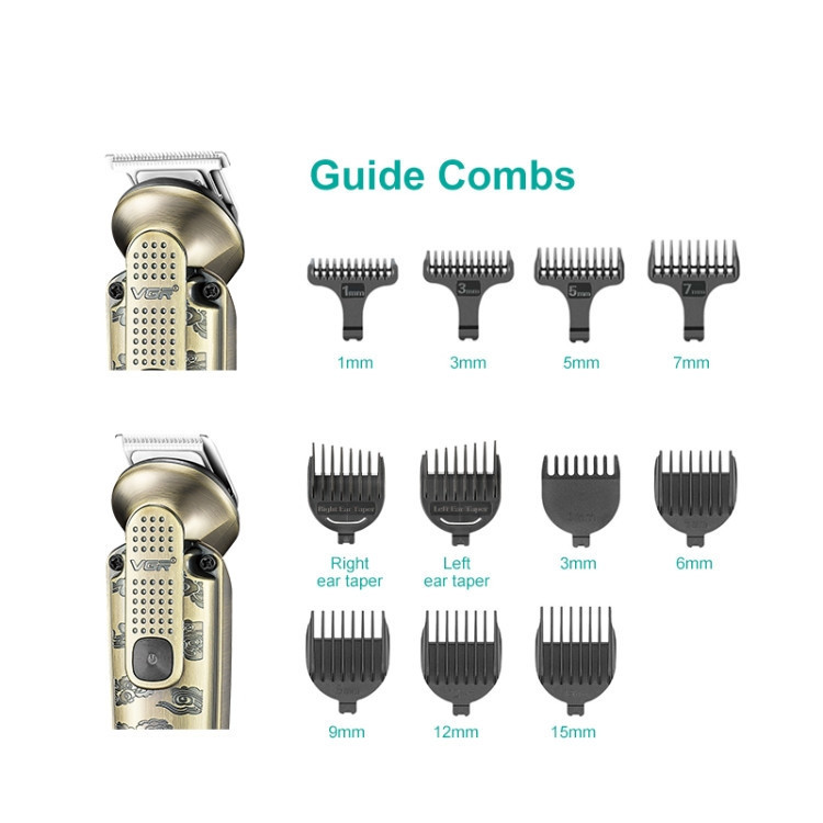 Машинка для стрижки волос VGR V-103 (8 в 1) LCD для бороды и носа + подставка Бронза Винница - изображение 5