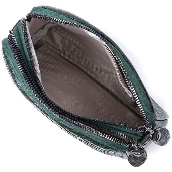 Жіноча компактна сумка на два відділення з натуральної шкіри Зелений (Vintage) Київ