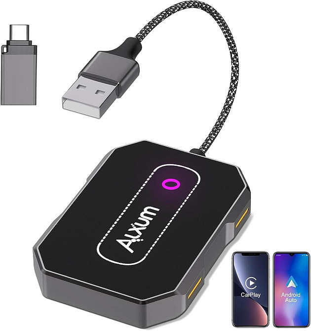 Автомобільний бездротовий адаптер Alxum для CarPlay Android Auto, для авто з дротовим CarPlay, Plug & Play карплей Київ - фото 1