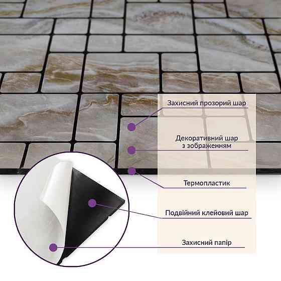 Самоклеюча PET мозаїка 300х300х4мм SW-00001656 Київ