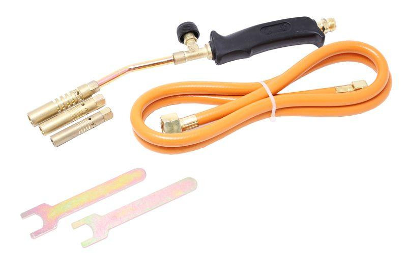 Горелка газовая для пайки в наборе с насадками и гибким шлангом (насадки-13,14,17мм; L шланга-1.5 Одесса - изображение 2