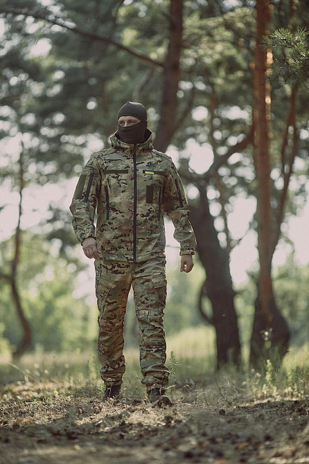 Военный мужской демисезонный костюм soft shell, тактическая мультикам форма с липучками для шевронов Львов - изображение 6