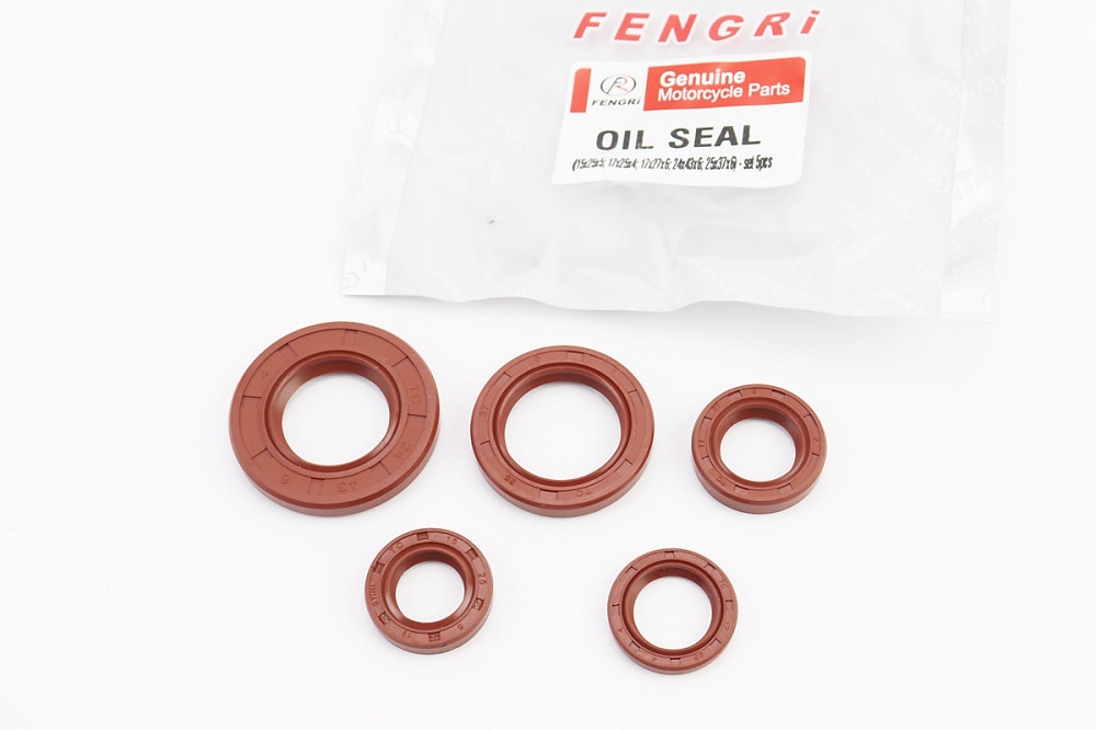 Сальники к-кт 5шт (15x25x5; 17x25x4; 17x27x6; 24x43x6; 25x37x6) двигуна, Suzuki Sepia, від 10шт -15% Київ - фото 1