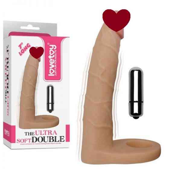 Тілесна насадка-вібратор для подвійного проникнення 7" The Ultra Soft Double-Vibrating 17 см Sex Aura Київ