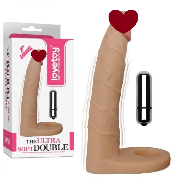 Тілесна насадка-вібратор для подвійного проникнення 7" The Ultra Soft Double-Vibrating 17 см Sex Aura Київ - фото 1
