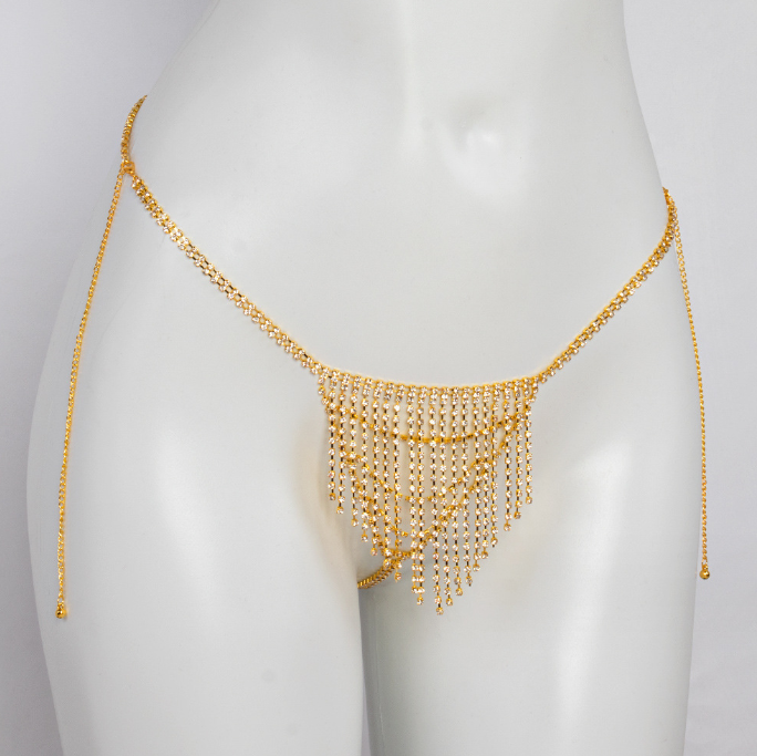 Трусики з камінням та ланцюжками one size золотистий Київ - фото 8