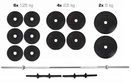Штанга наборная + гантели на 40 кг Гантели, гири, штанги и диски ударостойкий пластик Киев