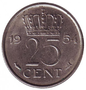 Монета 25 центов. 1954 год, Нидерланды. Полтава - изображение 1