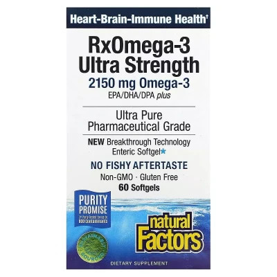 Жирные кислоты Natural Factors Омега-3 ультра, 2150 мг, RxOmega-3 Ultra Strength, 150 гелевих капсул (NFS-35490) Винница - изображение 1