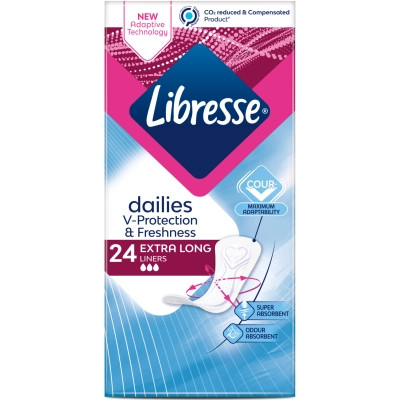 Ежедневные прокладки Libresse Dailies Fresh Extra Long 24 шт. (7322540062656) Винница - изображение 1