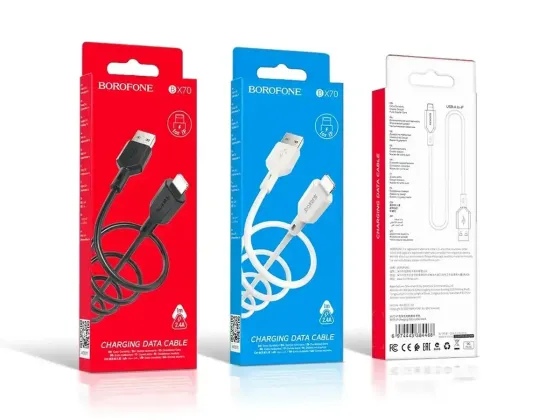 Кабель USB - Lightning Borofone BX70 1м 2.4А швидка зарядка для iPhone iPad шнур із захисним чіпом білий Одеса