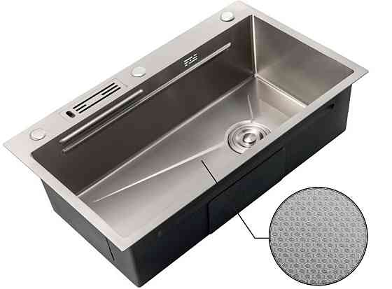 Кухонна мийка Mixxus Premium MH7545-SET-05 MICRO DECOR NANO-SILVER з нержавіючої сталі (3.0/0.8) комплект MX9635 Харків