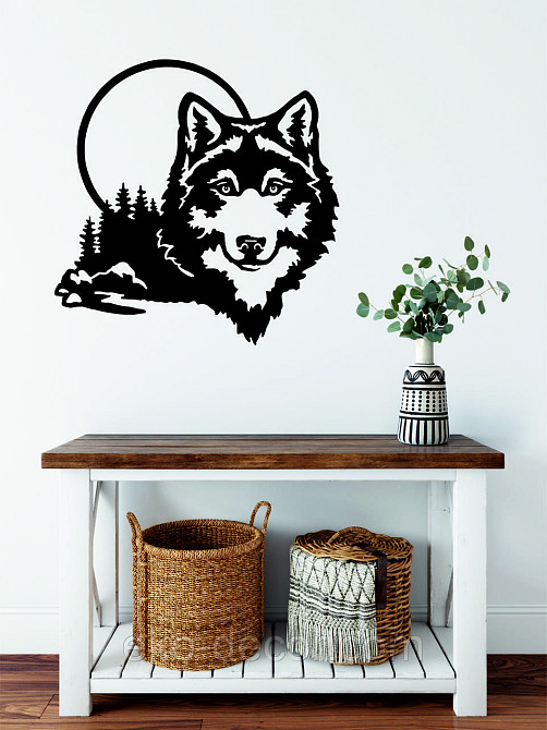 Декоративное настенное Панно «Волк», Декор на стену 90*90 см, Черный Киев - изображение 9