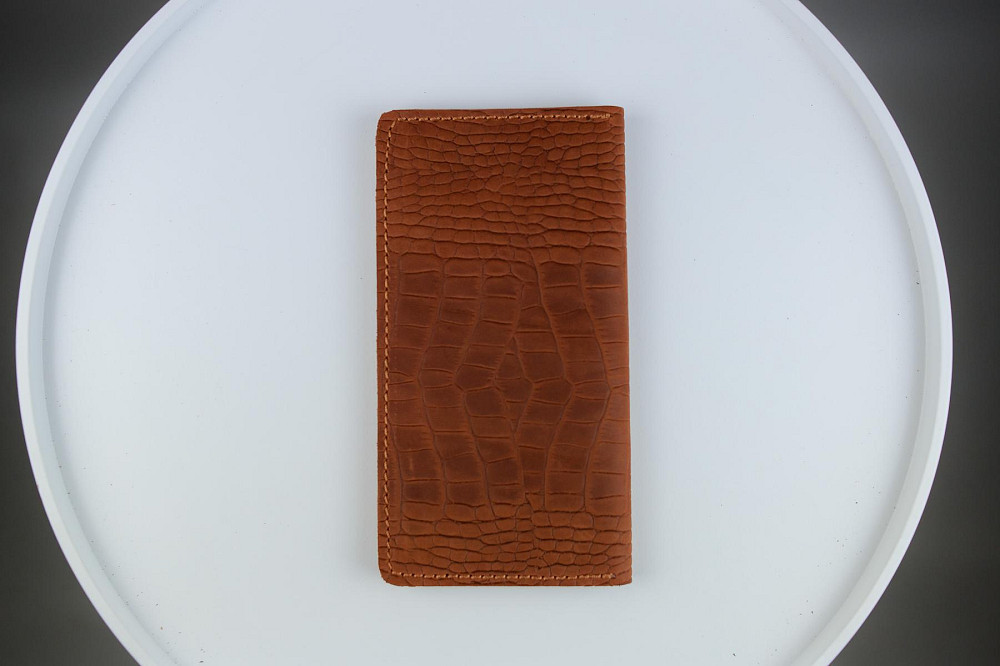 Чоловіче портмоне Skill із натуральної шкіри Crazy Horse тиснення крокодил SH108 (Світло-коричневий) Суми - фото 3