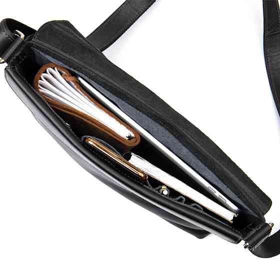 Кожаная мужская прямоугольная сумка GRANDE PELLE 11429 Черный Киев