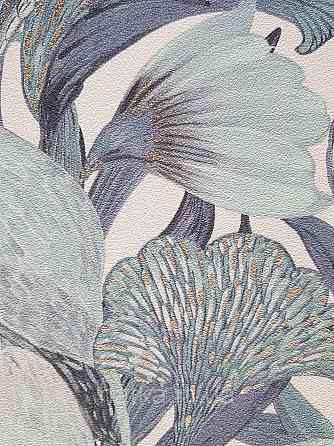 Шпалери метрові вініл на флізелін дизайнерські Erismann Elle Decoration 2 квіти листя блакитні бузок на білому Київ