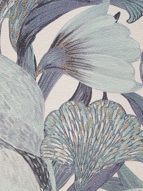 Шпалери метрові вініл на флізелін дизайнерські Erismann Elle Decoration 2 квіти листя блакитні бузок на білому Київ - фото 3