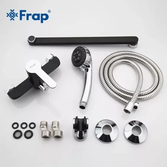 Смеситель для ванны с душевым гарнитуром Frap F2242 черный/хром Киев