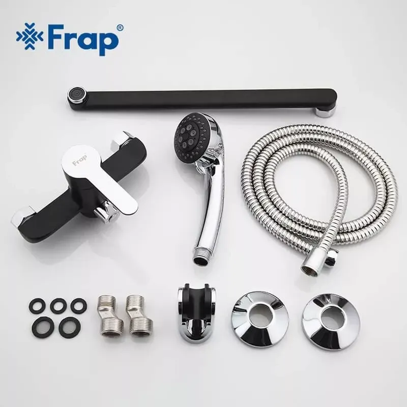 Смеситель для ванны с душевым гарнитуром Frap F2242 черный/хром Киев - изображение 5