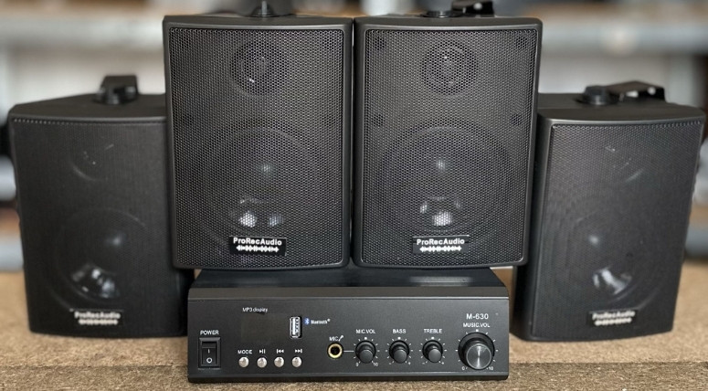 Акустичний комплект  для кав'ярні магазину фонова озвучка 4 колонки. Харків - фото 1