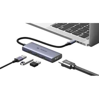 Концентратор Ugreen USB-C 4-in-1 3xUSB 3.0 + HDMI CM500 gray (50629) Вінниця