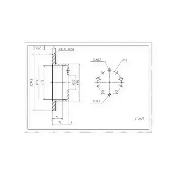 Диск Fiat Ducato (2002-) 1.0-1.4t задній (280mm16mm) гальмівний Мукачево
