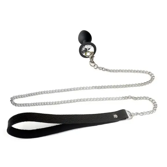 Силіконова анальна пробка Art of Sex Metal Anal Plug with Leash size M з повідцем Black Львів