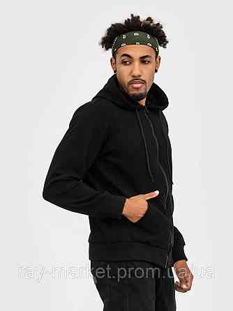 Худі базове на блискавці утеплене Ray Basic чоловіче чорне (U0405LM-Black) XXL Київ