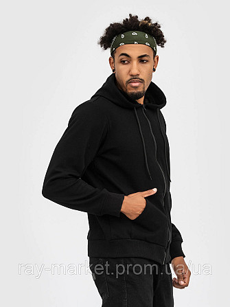 Худі базове на блискавці утеплене Ray Basic чоловіче чорне (U0405LM-Black) XXL Київ - фото 2