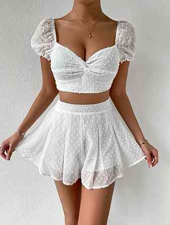 Жіночий романтичний костюм двійка: топ і спідниця-шорти ролекс жатка Одеса