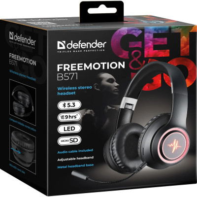 Навушники Defender FreeMotion B571 Bluetooth LED Black (63572) Вінниця - фото 8