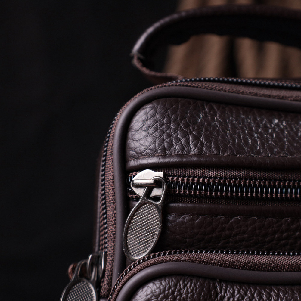 Небольшая сумка на плечо из натуральной кожи Vintage sale_15055 Коричневый Киев - изображение 8