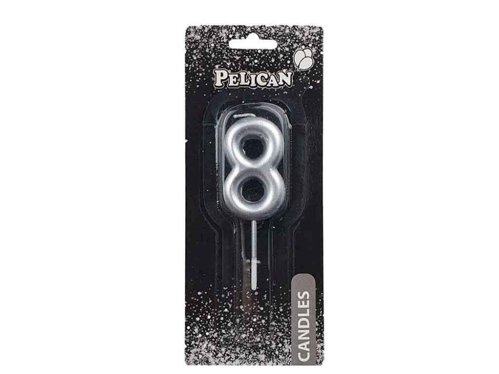 Свічка для торта 8 СРІБЛО 4,5см. 864528 ТМ PELICAN Киев - изображение 1