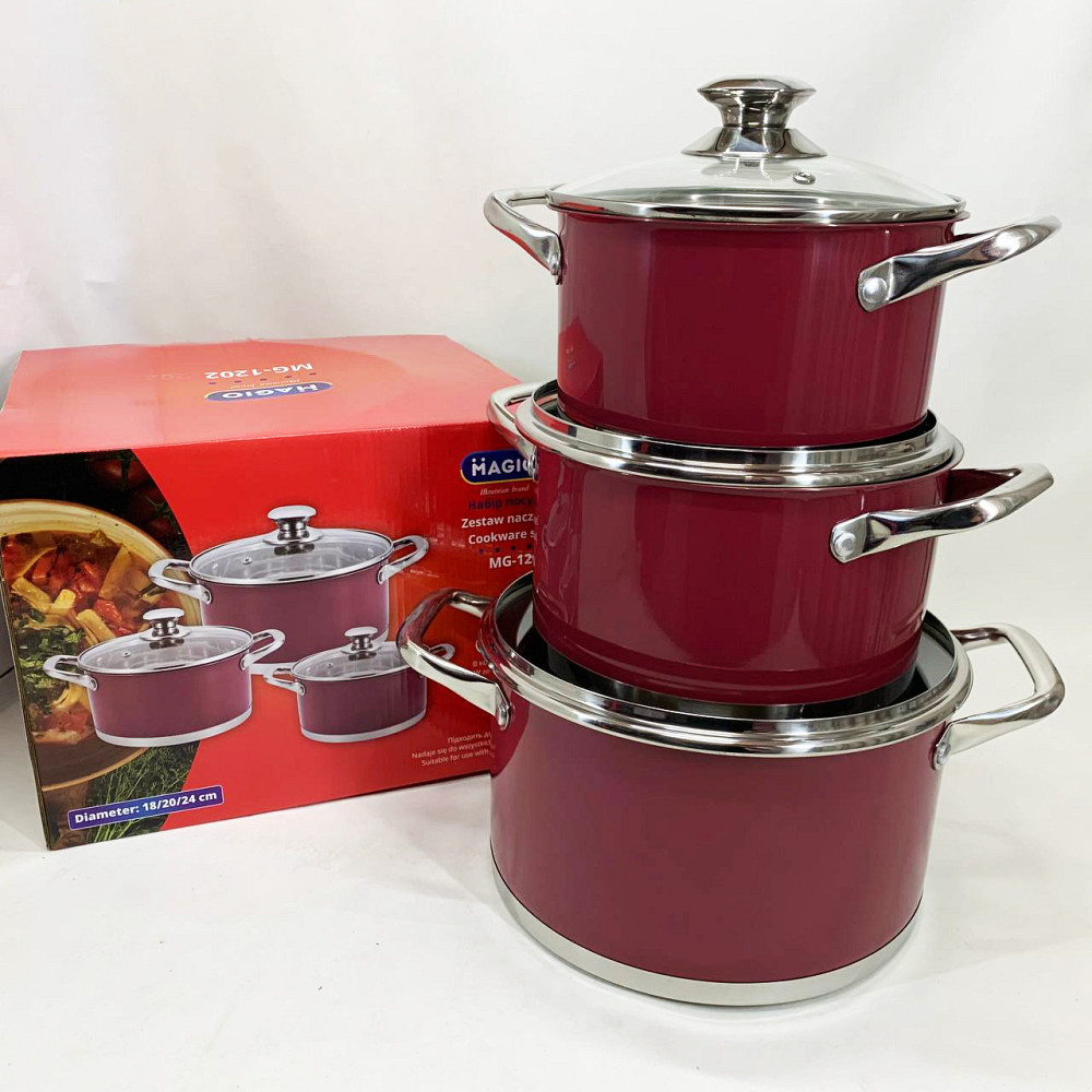 Набор качественных каструль MAGIO MG-1202 6 шт, Хорошие кастрюли, Кастрюля из нержавеющей стали YD-82 Львов - изображение 7