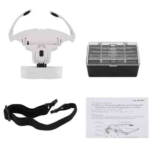 Окуляри збільшувальні, лупа налобна з LED підсвіткою, 5 лінз 1x-3.5x 9892B1 Вінниця