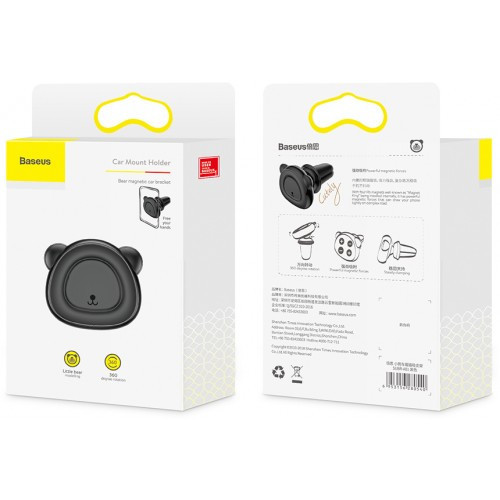 Держатель для телефона магнитный Baseus SUBR-A01 Bear Magnetic Car Bracket Black Киев - изображение 7