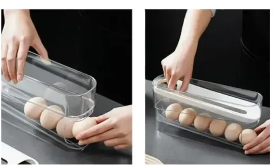 Подставка-органайзер для хранения яиц двухслойная с автоматическим качением Коломия