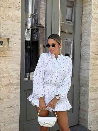 Женское легкое платье-комбинезон с принтом натуральный муслин 46/48, Белый Одесса