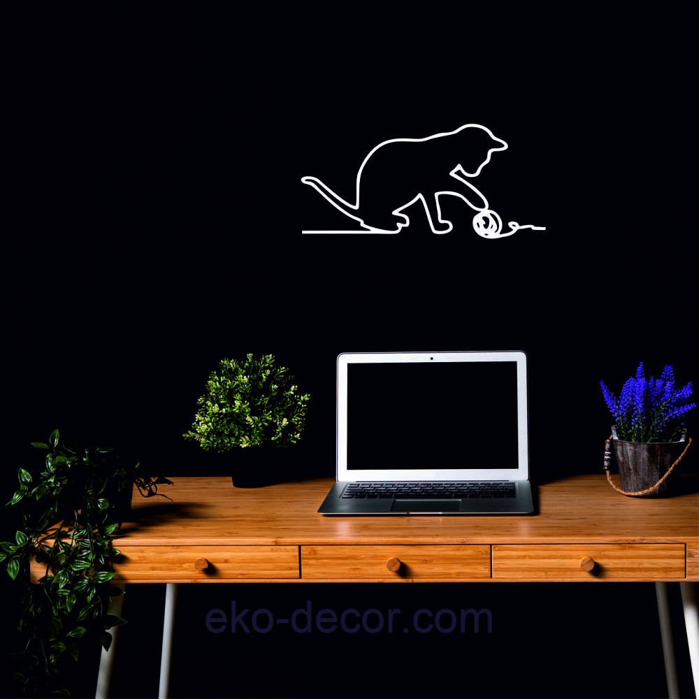 Декоративное настенное 3D Панно «Кот» Декор на стену с объемом 90*44 см, Белый Киев - изображение 5