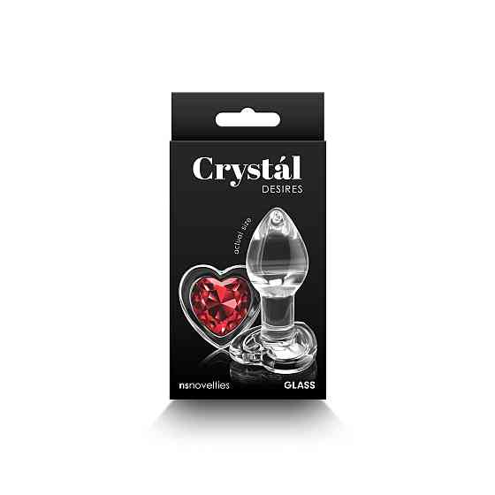 Скляна анальна пробка NS Novelties Crystal - Desires - Red Heart - Small Sex Aura Київ