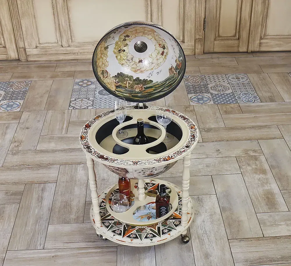 Глобус барів підлоговий Мапа світу слонова кістка сфера 45 см Гранд Презент mastersem Київ - фото 2