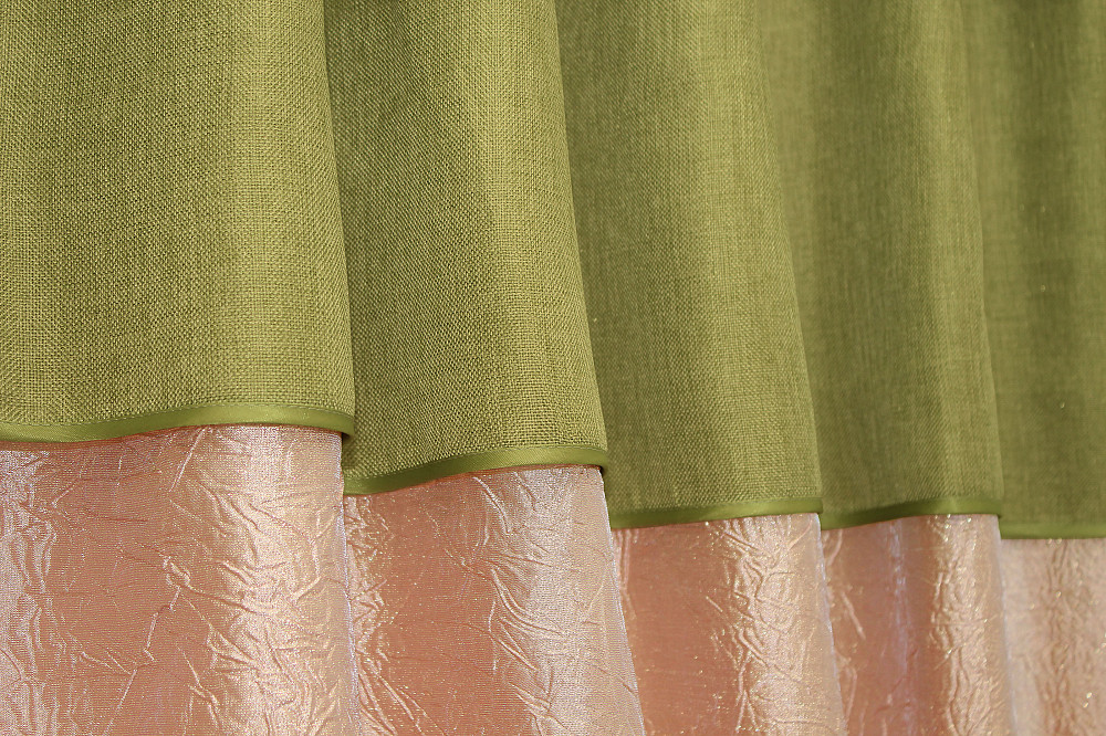 Кухонные шторы VR-Textil № 073к с ламбрекеном и подхватами персиковый с оливковым 265х170 см (52-0141) Киев - изображение 4