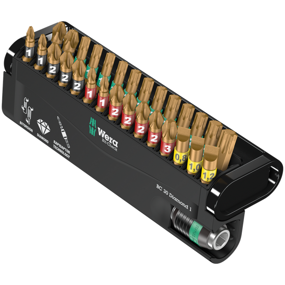 Набор бит PH,PZ,SL,Torx Wera Bit-Check Diamond 1 с алмазным покрытием 30шт. 05057431001 Одесса - изображение 1